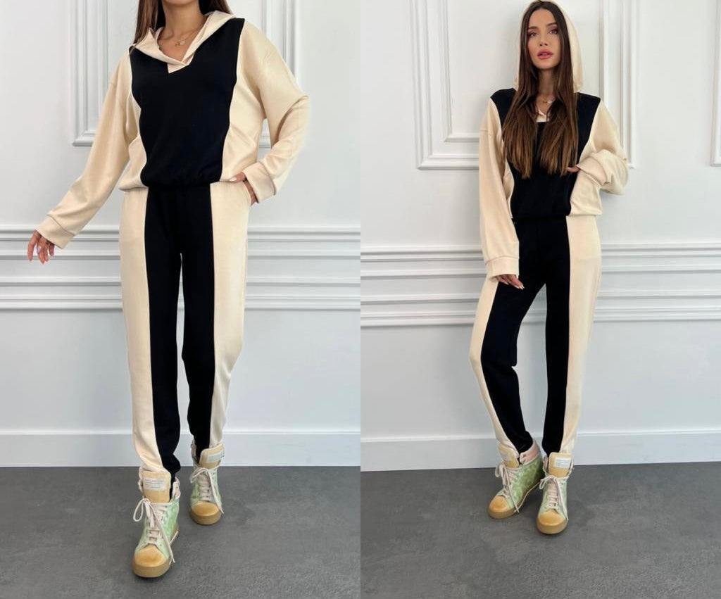 Set-Trousers-Black&Beige