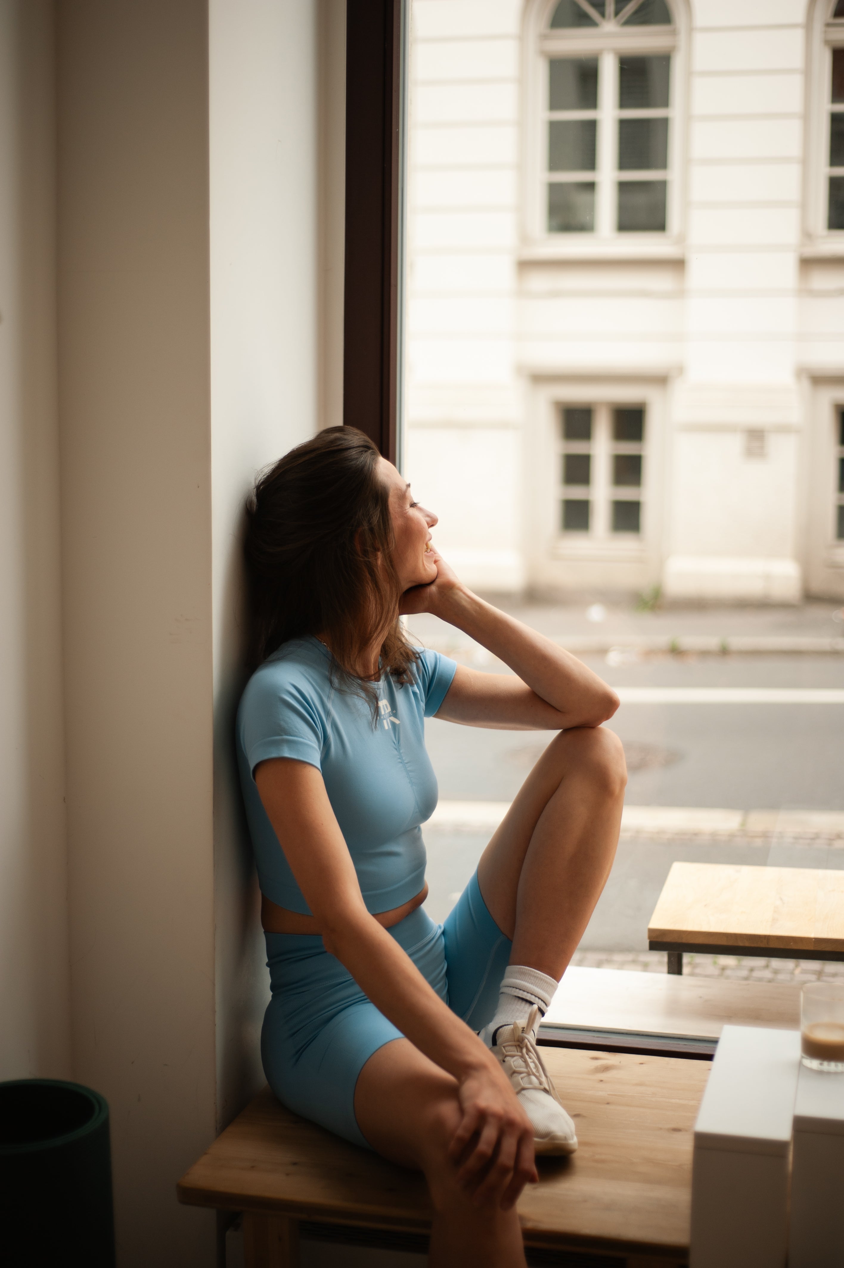 Top+Shortleggins Blau